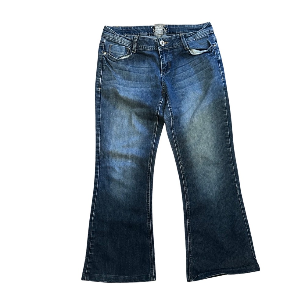 Vanity Womens Bootcut‎ Jeans Medium Wash Stretch Denim 28W 31L Flare Mid Rise